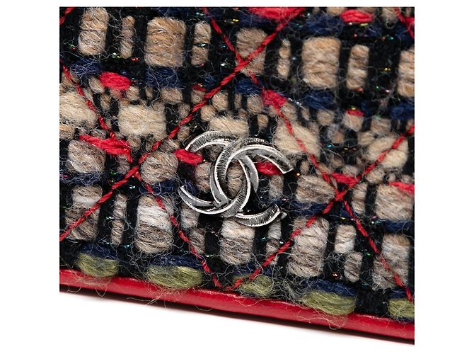 Wallet On Chain Chanel Rotes CC Gesteppte Tweed Geldbörse mit Kette - Ansicht 5