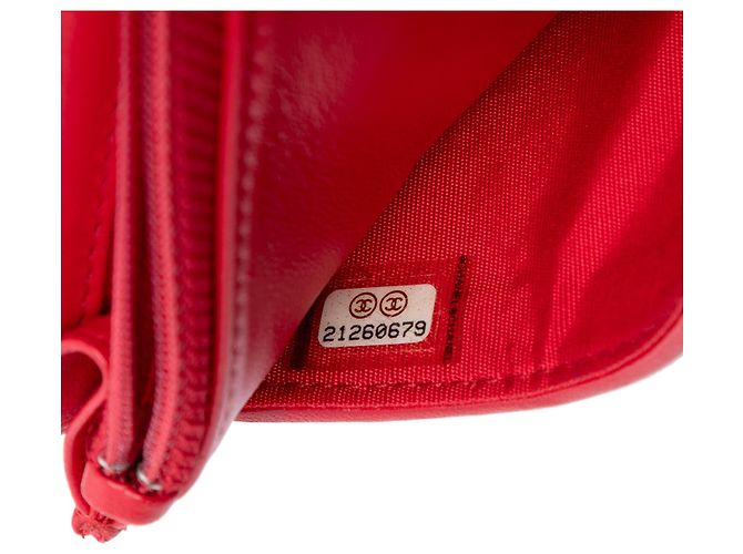 Wallet On Chain Chanel Rotes CC Gesteppte Tweed Geldbörse mit Kette - Ansicht 6