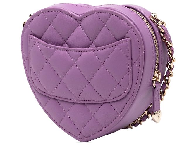 Chanel Mini in Pelle di Agnello Viola CC in Cuore d'Amore Crossbody Porpora - vista 2