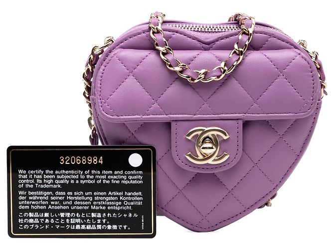 Chanel Mini in Pelle di Agnello Viola CC in Cuore d'Amore Crossbody Porpora - vista 8