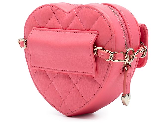 Chanel Mini CC em Couro de Corde Rosa em Forma de Coração Amoroso - vista 2