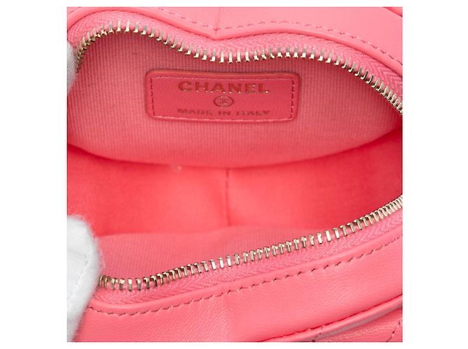 Chanel Mini CC em Couro de Corde Rosa em Forma de Coração Amoroso - vista 4