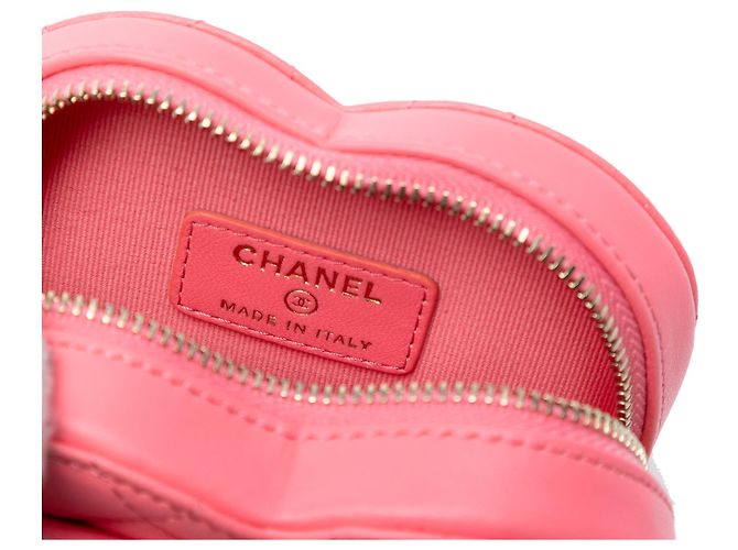 Chanel Mini CC em Couro de Corde Rosa em Forma de Coração Amoroso - vista 5