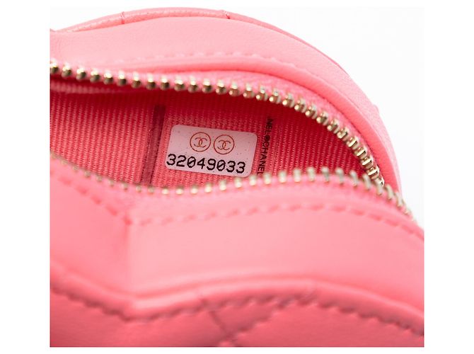 Chanel Mini CC em Couro de Corde Rosa em Forma de Coração Amoroso - vista 6