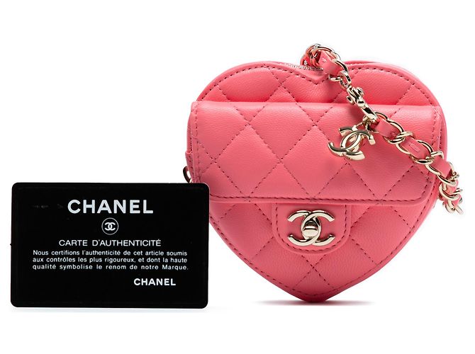 Chanel Mini CC em Couro de Corde Rosa em Forma de Coração Amoroso - vista 7