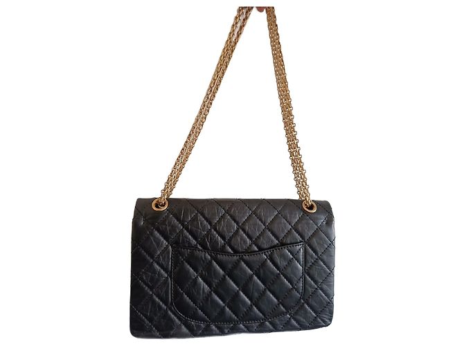Borsa Chanel 2.55 in pelle di agnello nera con finiture oro Nero - vista 2