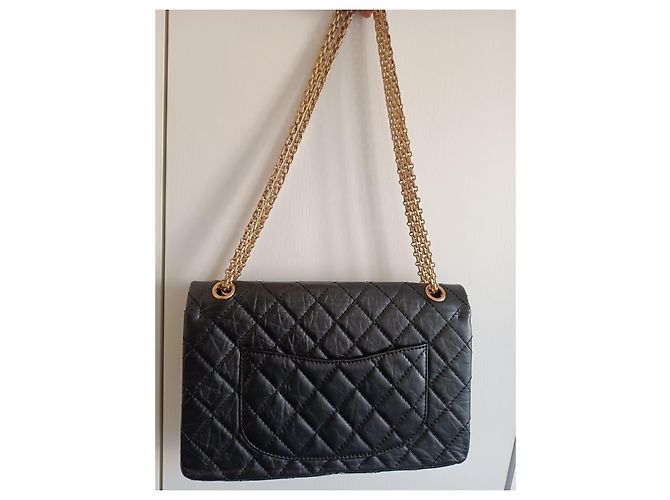 Borsa Chanel 2.55 in pelle di agnello nera con finiture oro Nero - vista 3
