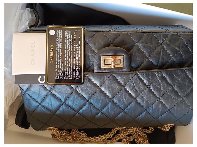 Borsa Chanel 2.55 in pelle di agnello nera con finiture oro Nero - vista 7