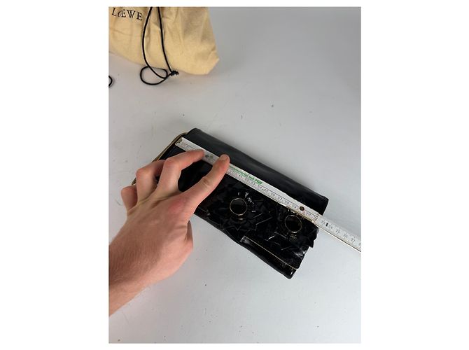 Clutch in pelle verniciata Loewe Madrid vintage nera Nero - vista 11