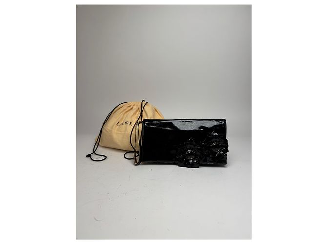 Clutch in pelle verniciata Loewe Madrid vintage nera Nero - vista 13