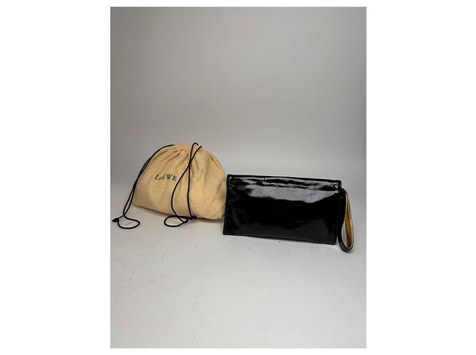 Clutch in pelle verniciata Loewe Madrid vintage nera Nero - vista 14