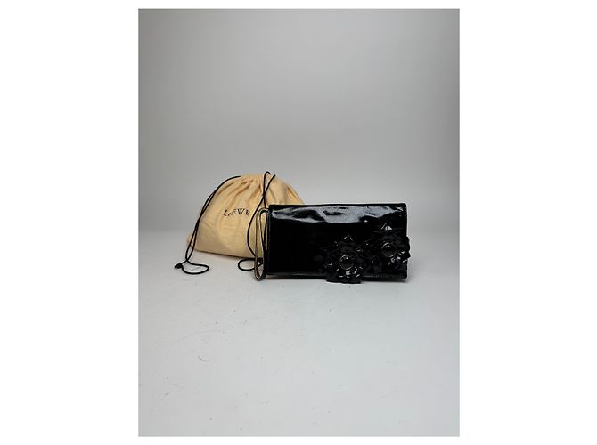 Clutch in pelle verniciata Loewe Madrid vintage nera Nero - vista 2