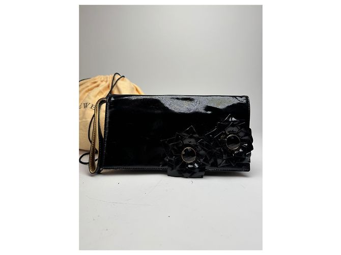 Clutch in pelle verniciata Loewe Madrid vintage nera Nero - vista 5