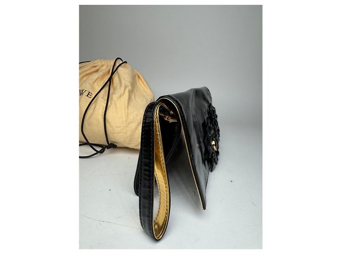 Clutch in pelle verniciata Loewe Madrid vintage nera Nero - vista 7