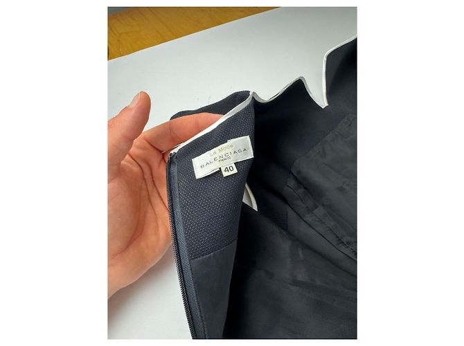 Vintage Balenciaga Kleid Schwarz Weiß 38/M - Ansicht 10