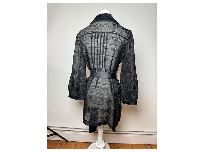 Trench coat trasparente vintage Courreges nero M - vista 15