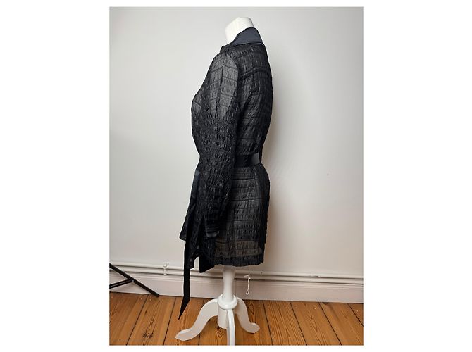 Trench coat trasparente vintage Courreges nero M - vista 2