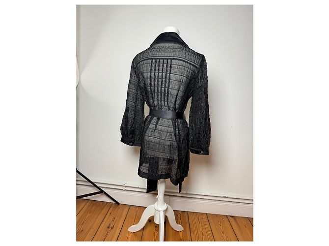 Trench coat trasparente vintage Courreges nero M - vista 3