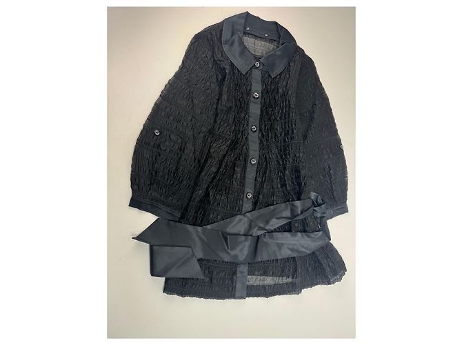Trench coat trasparente vintage Courreges nero M - vista 4