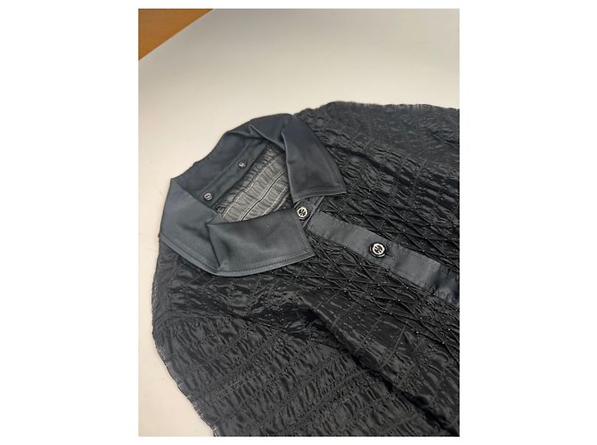 Trench coat trasparente vintage Courreges nero M - vista 6