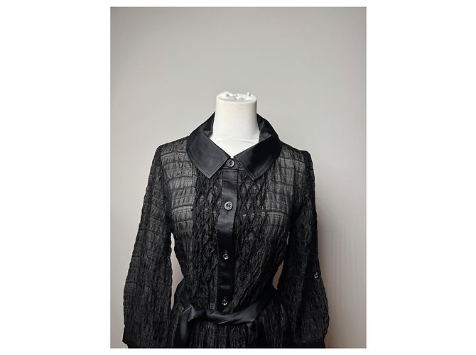 Trench coat trasparente vintage Courreges nero M - vista 7