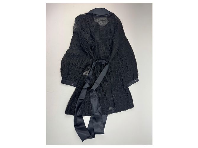 Trench coat trasparente vintage Courreges nero M - vista 9