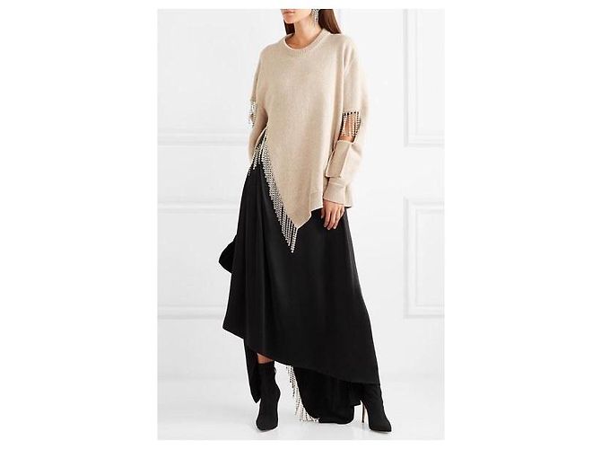 Christopher Kane, Wollpullover mit ausgeschnittenen Kristallverzierungen von Christopher Kane Beige - Ansicht 2