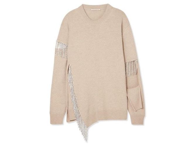 Christopher Kane, Wollpullover mit ausgeschnittenen Kristallverzierungen von Christopher Kane Beige - Ansicht 3