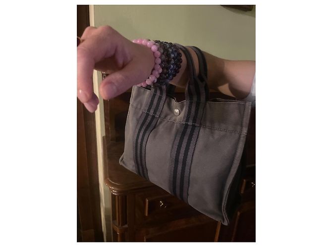 Toto Bag Hermès Hèrmes Tote Canvas PM Grau - Ansicht 3