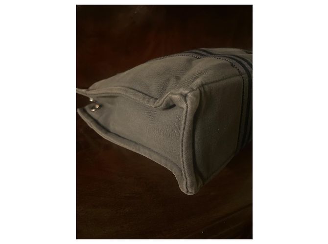 Toto Bag Hermès Hèrmes Tote Canvas PM Grau - Ansicht 8