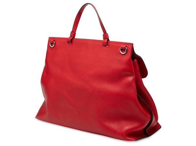 Bamboo Sac à main quotidien en cuir rouge large avec bambou Gucci - vue 2