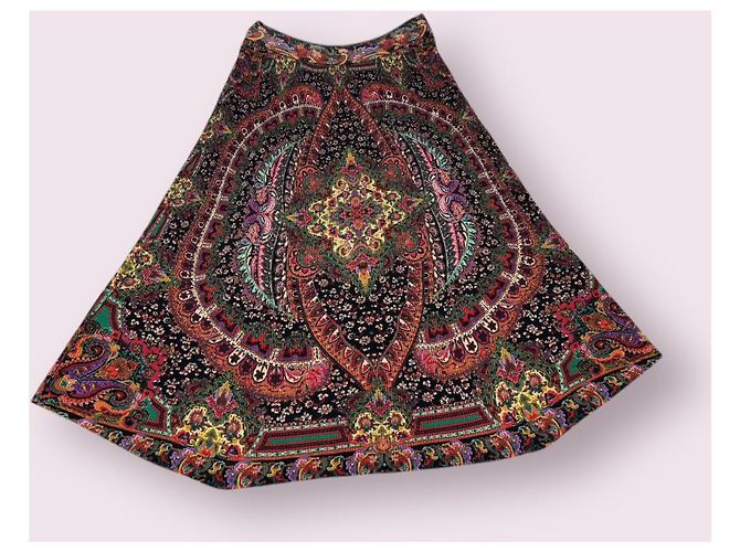 Gonna Etro in lana multicolore stampa paisley - vista 3