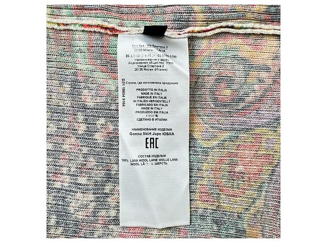 Gonna Etro in lana multicolore stampa paisley - vista 9
