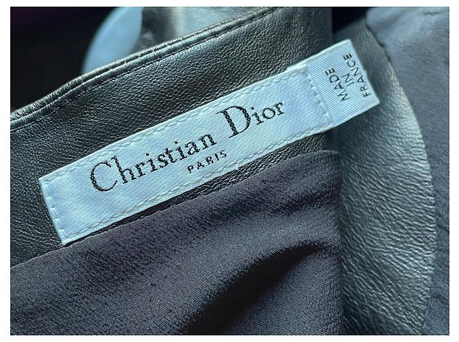 Vestido Dior de cuero lana y seda negro - vista 10