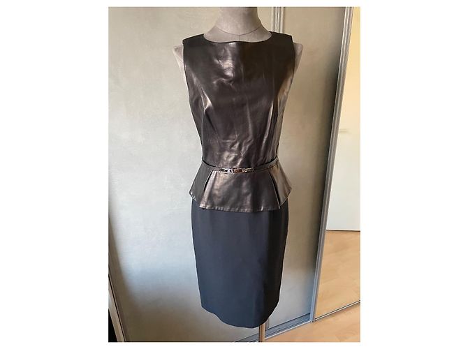 Vestido Dior de cuero lana y seda negro - vista 2