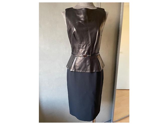 Vestido Dior de cuero lana y seda negro - vista 3