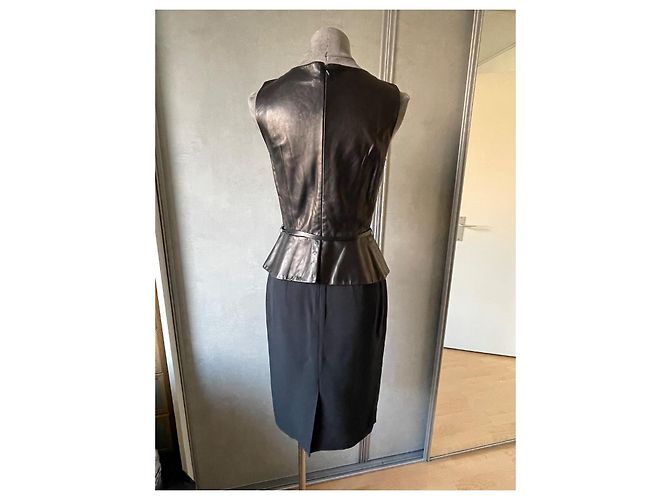 Vestido Dior de cuero lana y seda negro - vista 7