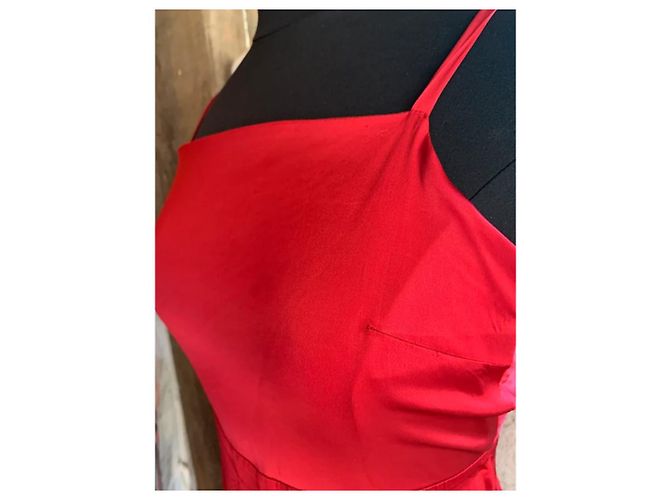 Autre Marque Rotes Abendkleid aus Seide mit Schleife - Ansicht 3