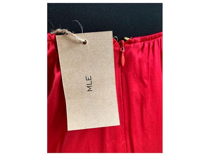 Autre Marque Rotes Abendkleid aus Seide mit Schleife - Ansicht 4