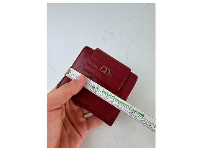 Vintage Dior Leather Wallet Red Dark red - view 11