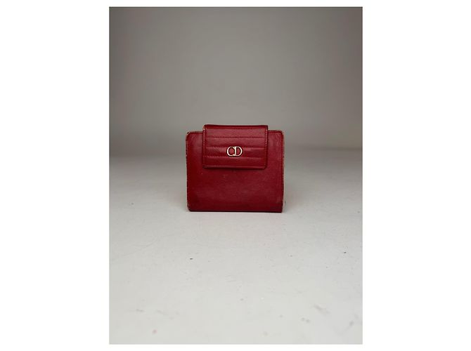 Vintage Dior Leather Wallet Red Dark red - view 13