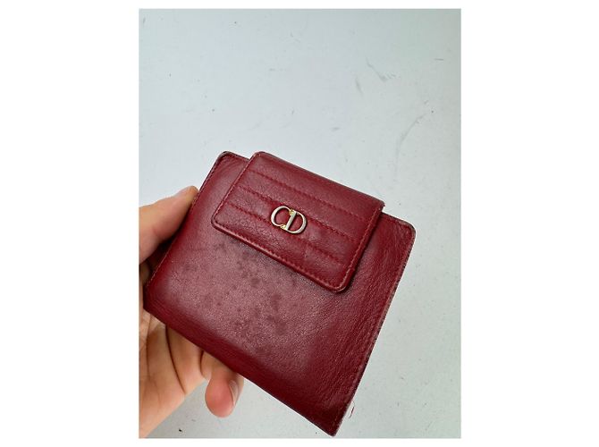 Vintage Dior Leather Wallet Red Dark red - view 3