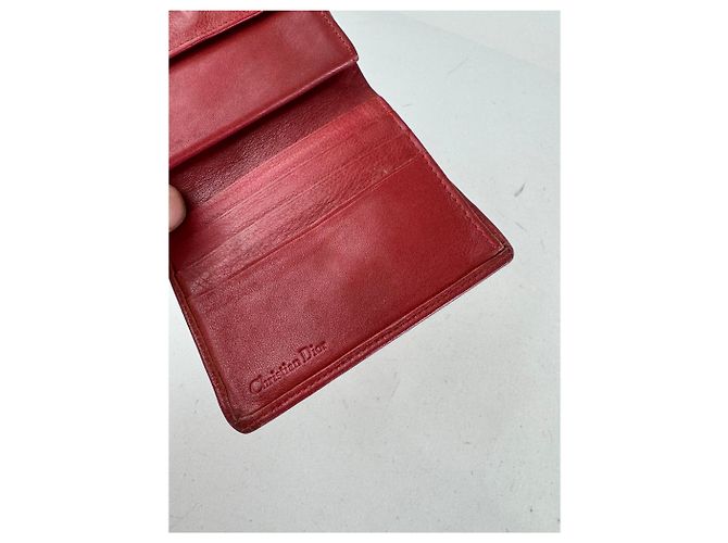 Vintage Dior Leather Wallet Red Dark red - view 6