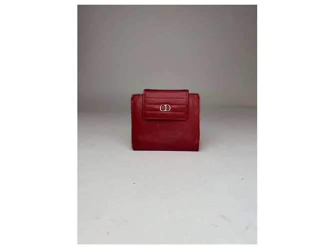 Vintage Dior Leather Wallet Red Dark red - view 7