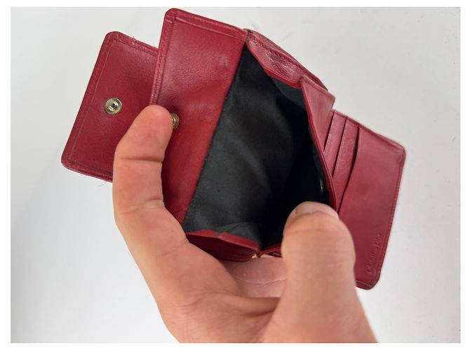 Vintage Dior Leather Wallet Red Dark red - view 8