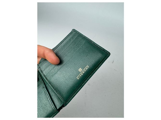 Vintage Givenchy Flapable Leather Wallet Green - view 5