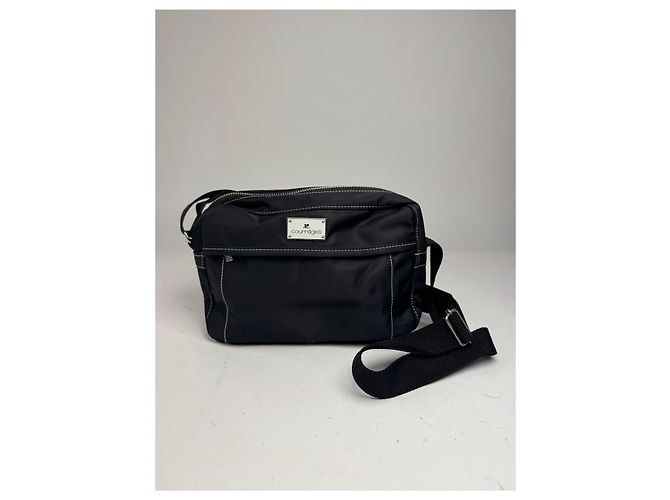 Vintage Courreges Polyester Umhängetasche schwarz - Ansicht 7