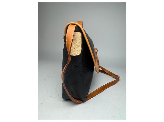 Sac à main en cuir vintage Courreges 2Way noir marron - vue 11