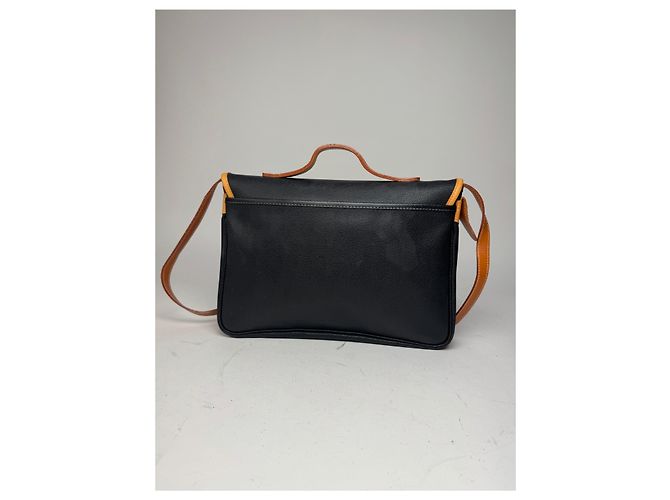 Sac à main en cuir vintage Courreges 2Way noir marron - vue 2