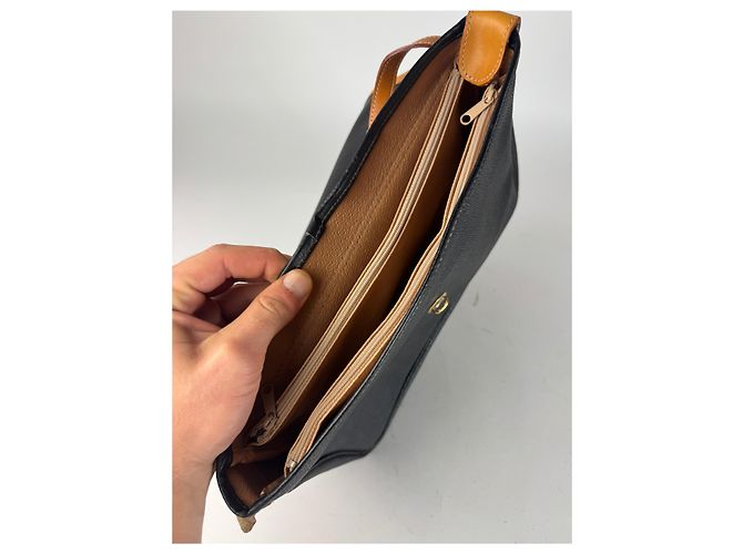 Sac à main en cuir vintage Courreges 2Way noir marron - vue 4